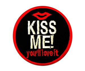 Kiss me you`ll love it baciami bacio - Toppe termoadesive Patch Toppa ricamate, misura: 0 x 7,5 cm