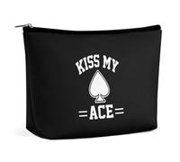 Kiss My Ace Poker Borsa per il trucco Borsa da viaggio portatile Borsa cosmetica Grande con cerniera Borsa organizer in pelle PU Borsa da toilette, stile, 202403273