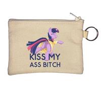 Kiss My Ass Btch Art Portachiavi Portamonete Beige, Beige, Taglia unica