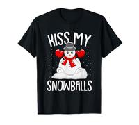 Kiss My Snowballs Natale Divertente Umorismo Inverno X-Mas Pigiama Maglietta