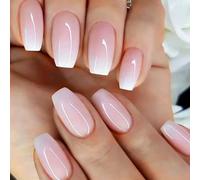 Kiss Nails, 24 pezzi di unghie finte adesive, unghie finte con punta francese Kiss Nails unghie finte corte adesive unghie francesi per donne e ragazze da indossare ogni giorno