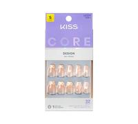 KISS Nucleo, unghie a pressione, colla per unghie inclusa, "Cheers", rosa, formato corto, a forma di bara, include 32 unghie, 2 g di colla, 1 bastoncino per manicure, 1 mini lima