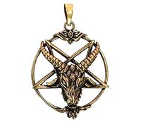 Kiss of Leather - Ciondolo con pentacolo e immagine di Baphomet in bronzo, nr 143