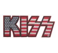 Kiss Patch American Flag Band Logo Nuovo Ufficiale Rosso Woven Iron On 40 X 95Mm Size One Size