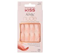 KISS Collezione Salon Acrylic French Nude, Leilani, unghie finte nude di media lunghezza, include 28 unghie finte, colla per unghie, lima per unghie e stick per manicure
