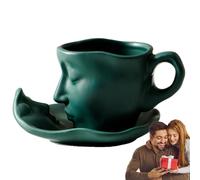 Kiss Set di tazze da caffè per il viso, per il viso, per il bacio in ceramica, set da 100 ml, arte astratta, da tè, bacio, amante, caffè stereo, da caffè per il giorno di