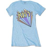 Kiss - T-Shirt # L Blue Femmina # Stars