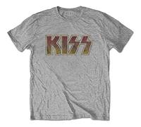 Kiss - T-Shirt # L Grey Unisex # Vintage Classic Logo