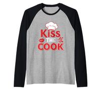 Kiss The Cook, Divertente Design da Cuoco Maglia con Maniche Raglan