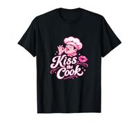 Kiss The Cook Retro Diner Chef Cartone Animato Rosa Maglietta