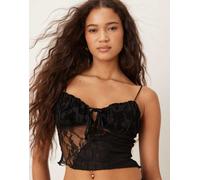 Kiss The Sky - Canottiera in pizzo combinato nero in coordinato 48