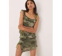 Kiss The Sky - Gonna in velluto verde multicolore in coordinato 42