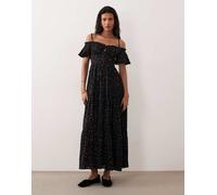 Kiss The Sky - Indi - Vestito lungo da picnic nero a fiori 38