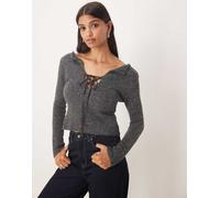 Kiss The Sky - Maglione color antracite a maniche lunghe allacciato sul davanti-Grigio 40