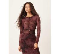 Kiss The Sky - Top a maniche lunghe con bottoni color ciliegia laccato in coordinato-Rosso 46
