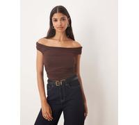 Kiss The Sky - Top arricciato color espresso con spalle scoperte-Marrone 42