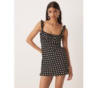 Kiss The Sky - Vestito da giorno corto nero a pois 40