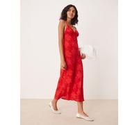 Kiss The Sky - Vestito lungo senza maniche rosso jacquard 42
