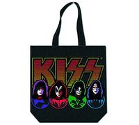 KISS Tote Bag Faces Band Logo Zip Top Nuovo Ufficiale Nero