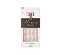 KISS Unghie a pressione di classe, colla per unghie inclusa, "Cozy Meets Cute", rosa, di medie dimensioni, a forma di bara, include 28 unghie, 2 g di colla, 1 bastoncino per manicure, 1 mini lima