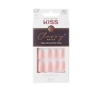 KISS Unghie a pressione di classe, colla per unghie inclusa, "Cozy Meets Cute", rosa, di medie dimensioni, a forma di bara, include 28 unghie, 2 g di colla, 1 bastoncino per manicure, 1 mini lima