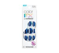 Kiss colorFX by imPRESS Press On Nails, 'Reconnect', tinta unita blu con finitura perlata, ovale corto, adesivo nuovo e migliorato, include 30 unghie finte, tampone di preparazione, 1 bastoncino per