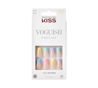 KISS Voguish Fantasy Nails, unghie finte, multicolore, francese, lunghezza media, forma di caffè