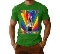 Kiss Whoever - Maglietta da uomo LGBTQ+ Pride Rainbow | Messaggio colorato e sfacciato per autodeterminazione e libertà. Ideale per feste ed eventi con orgoglio.
