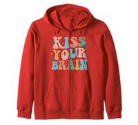 Kiss Your Brain Insegnante Ispirare Educare Groovy Retro Vintage Felpa con Cappuccio