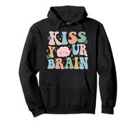 Kiss Your Brain Insegnante Ispirare Educare Groovy Retro Vintage Felpa con Cappuccio