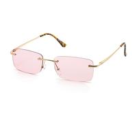 KISS ZEN Occhiali da Sole Uomo Donna - Design Glasant Senza Montatura con Lenti Rettangolari & Aste Sottili in Metallo - Stile Minimal & Deciso per Look Estivi, Streetwear o Festival
