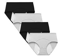 Kissecret Mutande Donna per Ciclo Mestruale Cotone con Slip Anti-Perdite mestruazioni Igienico Periodo Culottes per Ragazza Flusso Abbondante (XL, 2xNero&2xGrigio)