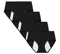 Kissecret Mutande Donna per Ciclo Mestruale Cotone con Slip Anti-Perdite mestruazioni Igienico Periodo Culottes per Ragazza Flusso Abbondante (L, Nero)