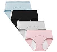 Kissecret Mutande Donna per Ciclo Mestruale Cotone con Slip Anti-Perdite mestruazioni Igienico Periodo Culottes per Ragazza Flusso Abbondante (XL, 4Colori)