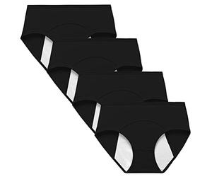 Kissecret Mutande Donna per Ciclo Mestruale Cotone con Slip Anti-Perdite mestruazioni Igienico Periodo Culottes per Ragazza Flusso Abbondante (XL, Nero)
