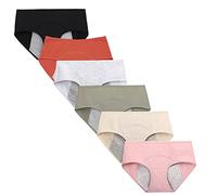Kissecret Ragazze Adolescenti in Cotone mestruale Periodo Intimo Slip Confezione da 6 Pezzi di Mutandine protettive Traspiranti a Flusso Pesante a Prova di perdite (L, 6 Colori)