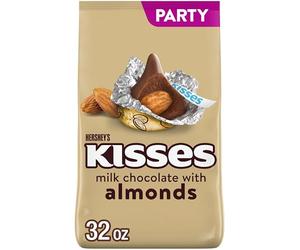 KISSES Milk Chocolate With Almonds Candy, Individually Wrapped, 32 oz Bulk Party Bag
