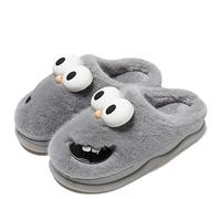 Kissing Slippers, 3D Funny Cute Non-Slip EVA Thick Sole Tongue Big Eyed Dog Slippers, Unisex Cartoon Comfy Slipper (Grey,7-7.5 Women/5.5-6 Men)