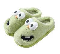 Kissing Slippers, 3D Funny Cute Non-Slip EVA Thick Sole Tongue Big Eyed Dog Slippers, Unisex Cartoon Comfy Slipper (Green,5.5-6.5 Women/4-4.5 Men)
