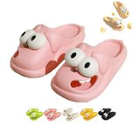 Kissing Slippers,Tongue Kiss Slides, 3D Funny Cute Non-Slip EVA Thick Sole Tongue Big Eyed Dog Sandal (Pink,9-10)