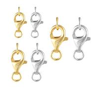 KISSPAT Chiusura Moschettone Oro Argento 925, Gancetti per Braccialetti, Chiusura Collana, Moschettoni Braccialetti, Ganci Collane, Fermagli Braccialetti, Tre Taglie, Accessori Collane Fai Aa Te