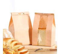 Kisstta 10 sacchetti di carta kraft marrone, 23 x 12 x 5 cm, sacchetti di carta kraft per feste di compleanno, Natale, pane, feste aziendali