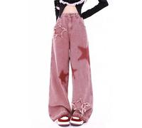 Kisswow Jeans da donna Y2k Jeans Star Jeans a vita alta pantaloni cargo da donna pantaloni a stella carino jeans per le donne, Pentagram 15 Rosa, M