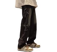 Kisswow Y2k Star Jeans per le Donne Carino Jeans per Adolescenti Y2k Pantaloni Cargo Donna, Pentagram 01 Nero, 3XL