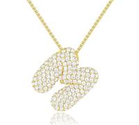 KissYan Collana Donna con Bolla Iniziali, Argento/Oro Lettera dalla A-Z Collane con Cubica Zirconia,Collane a Pendente Iniziale a Palloncino Gioielli Regalo per Donne (Oro M)