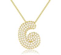 KissYan Collana Donna con Bolla Iniziali, Argento/Oro Lettera dalla A-Z Collane con Cubica Zirconia,Collane a Pendente Iniziale a Palloncino Gioielli Regalo per Donne (Oro G)