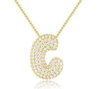 KissYan Collana Donna con Bolla Iniziali, Argento/Oro Lettera dalla A-Z Collane con Cubica Zirconia,Collane a Pendente Iniziale a Palloncino Gioielli Regalo per Donne (Oro C)