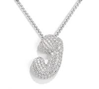 KissYan Collana Donna con Bolla Iniziali, Argento/Oro Lettera dalla A-Z Collane con Cubica Zirconia,Collane a Pendente Iniziale a Palloncino Gioielli Regalo per Donne (Argento J)