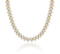 KissYan Collana tennis da donna, placcata in oro bianco 14 carati, con zirconia cubica e catenina a baguette, collana girocollo grossa, gioiello delicato regalo, Rame, Zirconia cubica, diamante