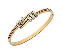 Kistanio Bracciale da donna Brilliant 6 in acciaio inox con zirconi in argento, oro e oro rosa, stile top, gold, 16 cm, Moderno